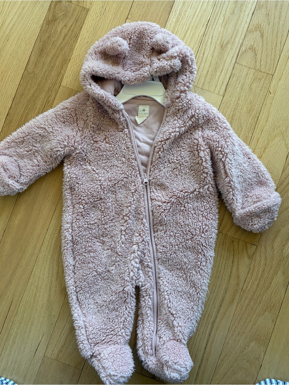 GAP Plush Teddy Hooded Footed Bunting - Light Pink